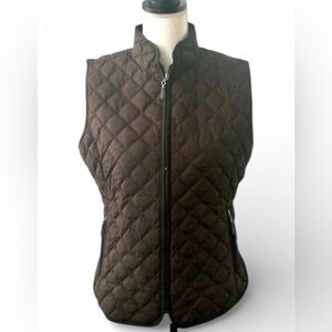 Eddie Bauer vintage classic cozy quilted brown down vest, zip front, Size MD